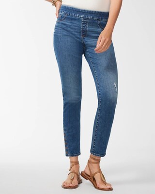 Studded Hem Pull-On Ankle Jeggings