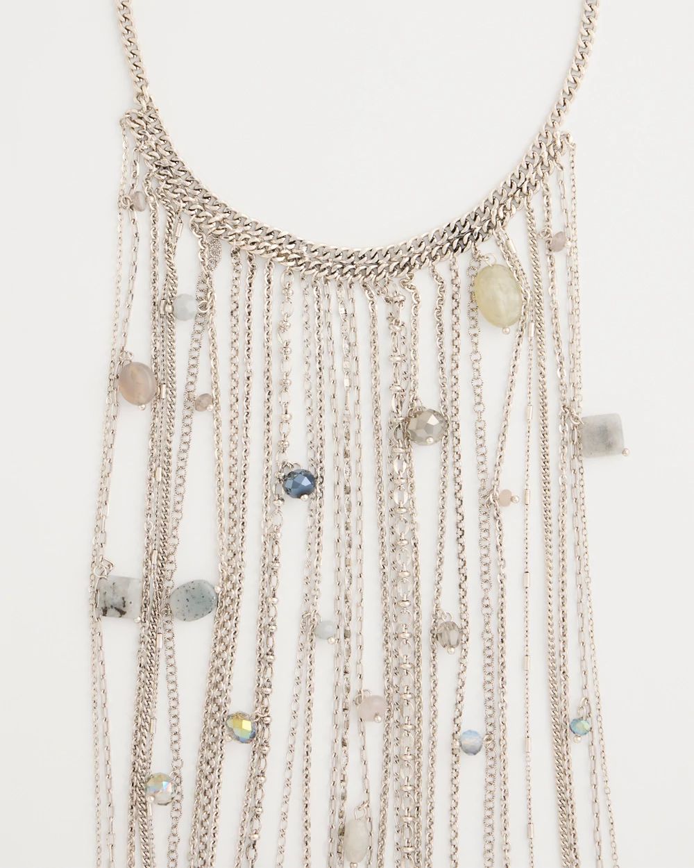 Long Chain Fringe Bib Necklace click to view larger image.