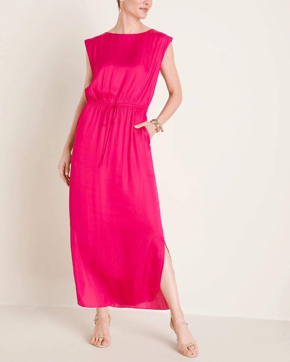 Tie-Waist Pocketed Maxi Dress