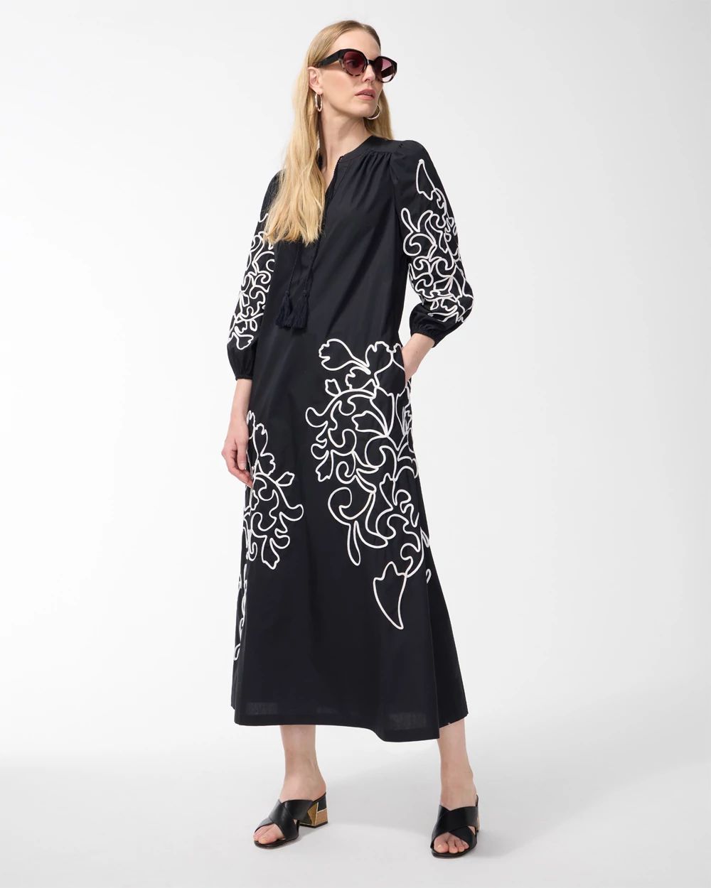 Poplin Embroidered Maxi Dress