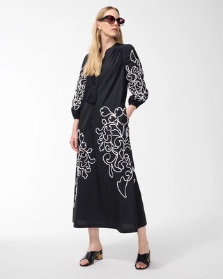Poplin Embroidered Maxi Dress