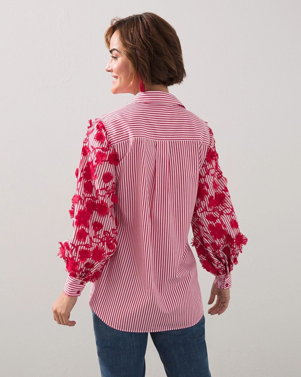 3D Embroidered Poplin Stripe Shirt