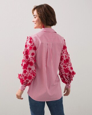 3D Embroidered Poplin Stripe Shirt