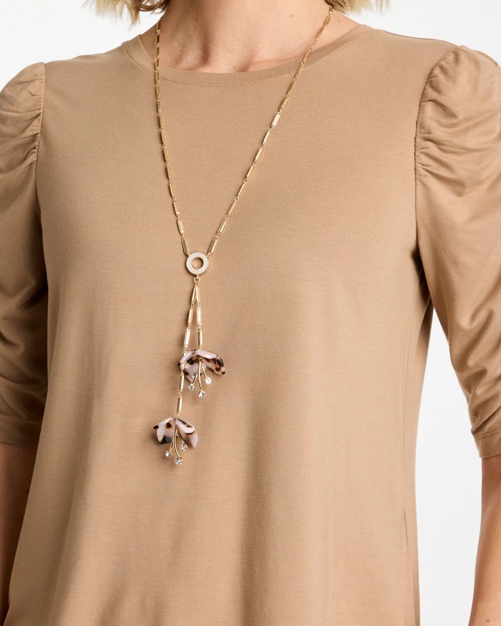 Tortoise Spider Lily Y-Necklace click to view larger image.