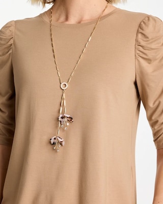 Tortoise Spider Lily Y-Necklace click to view larger image.