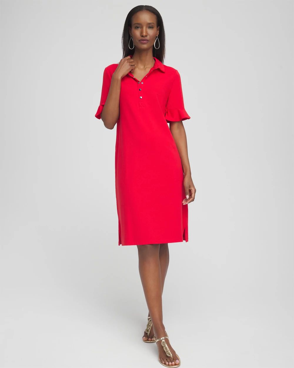 Zenergy® UPF Ruffle Sleeve Polo Dress