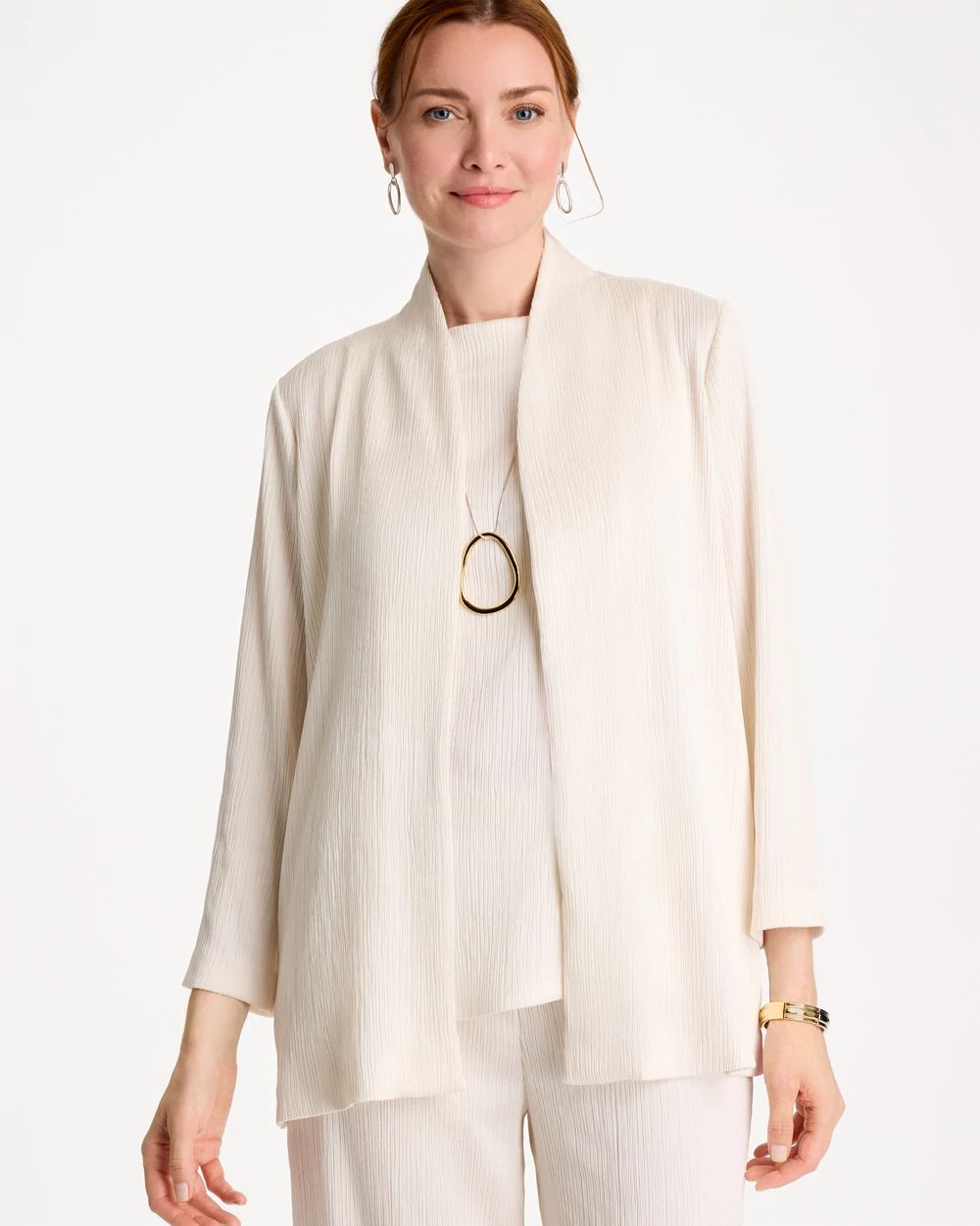 Travelers™ Pleated Chiffon Cardigan