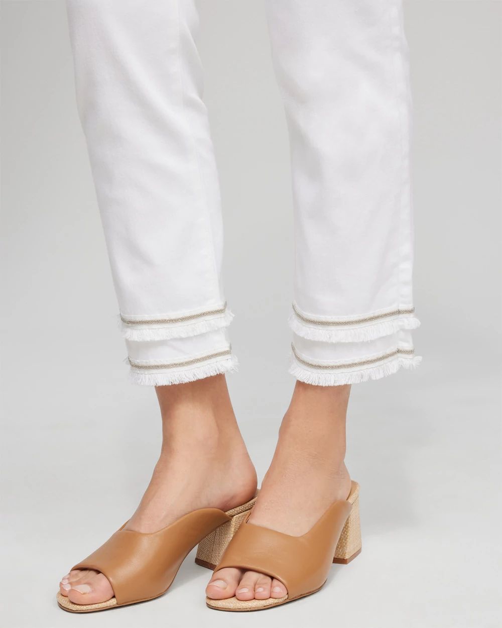 No Stain Girlfriend Embellished Hem Cropped Jeans