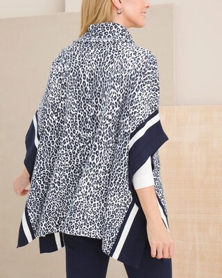 Cotton-Cashmere Animal Print Poncho