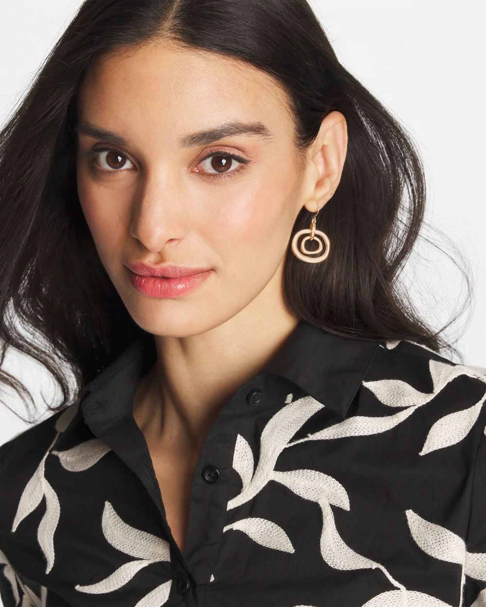 Gold Tone Drop Pendant Earrings click to view larger image.