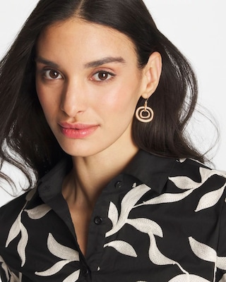 Gold Tone Drop Pendant Earrings click to view larger image.