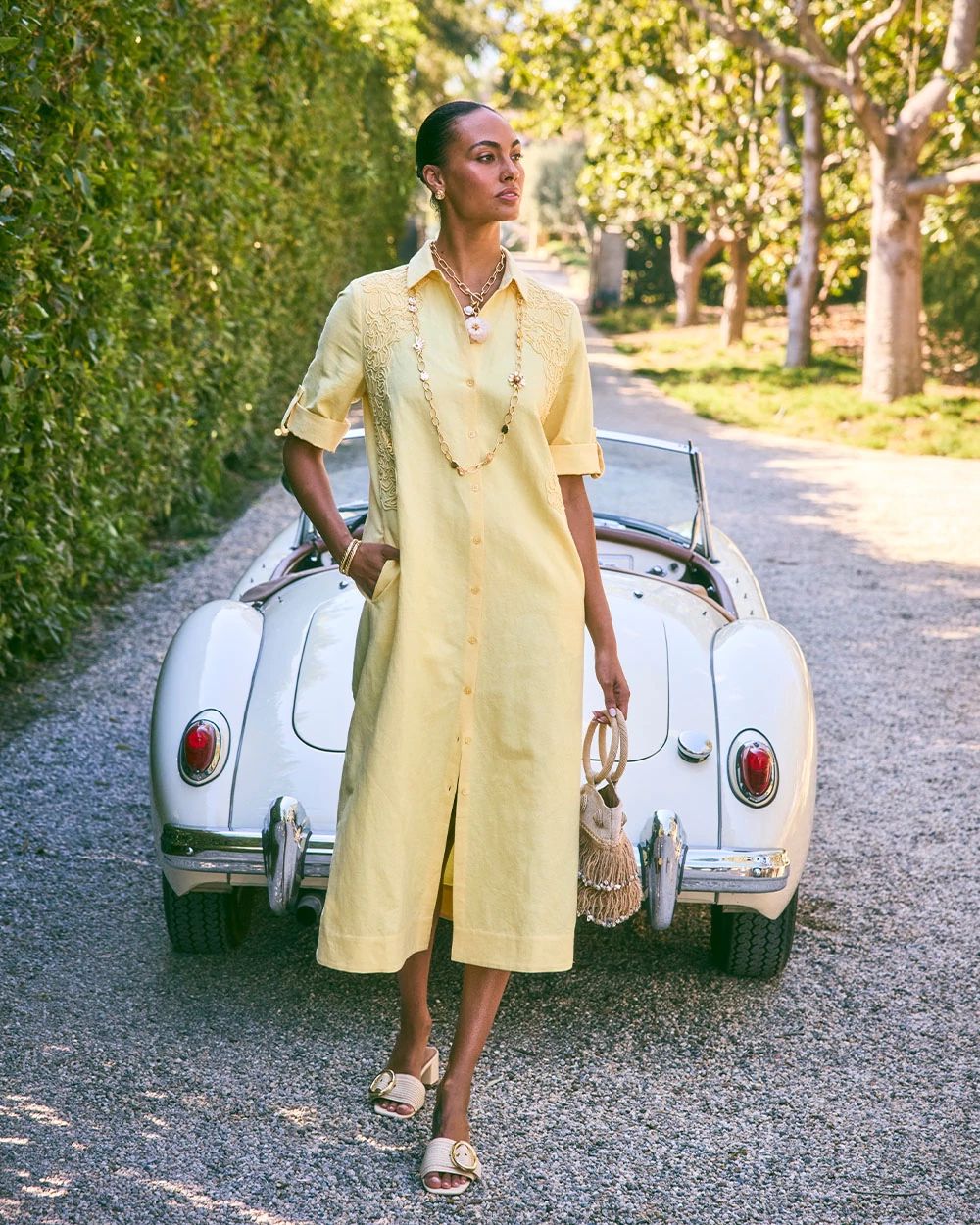 Embellished Linen-Cotton Shirtdress