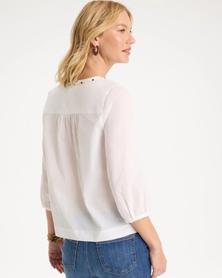 Cotton Hand Beaded Tie-Front Top click to view larger image.