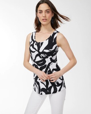 Leaf Print Sleeveless Tunic