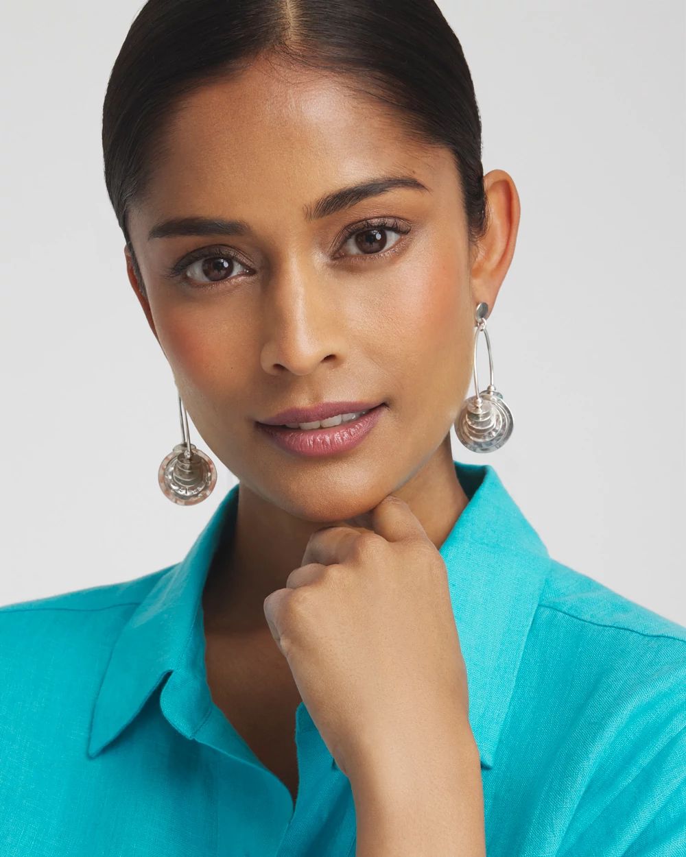 Silver Tone Drop Hoops