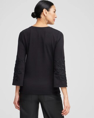 Floral Embroidered Sleeve Tee click to view larger image.