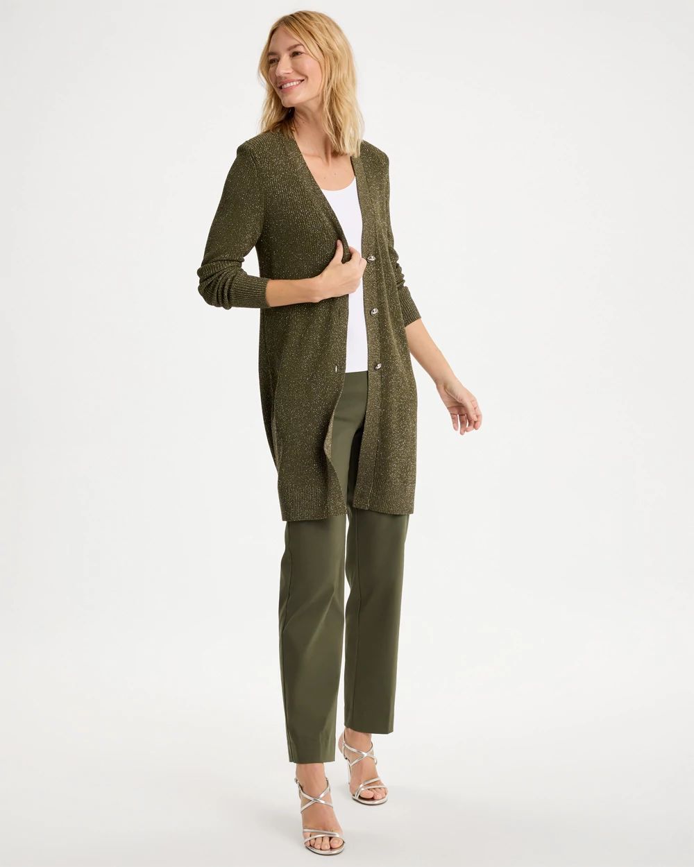 Belted Button-Front Sweater Coatigan click to view larger image.