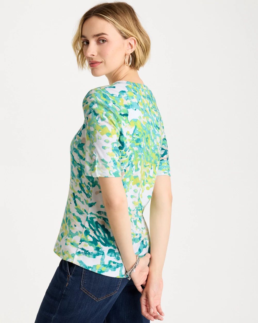 Pima Printed Elbow Sleeve Tee click to view larger image.
