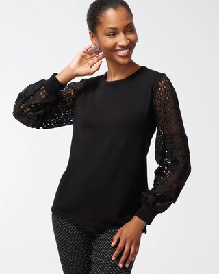 Cutwork Sleeve Pullover Sweater