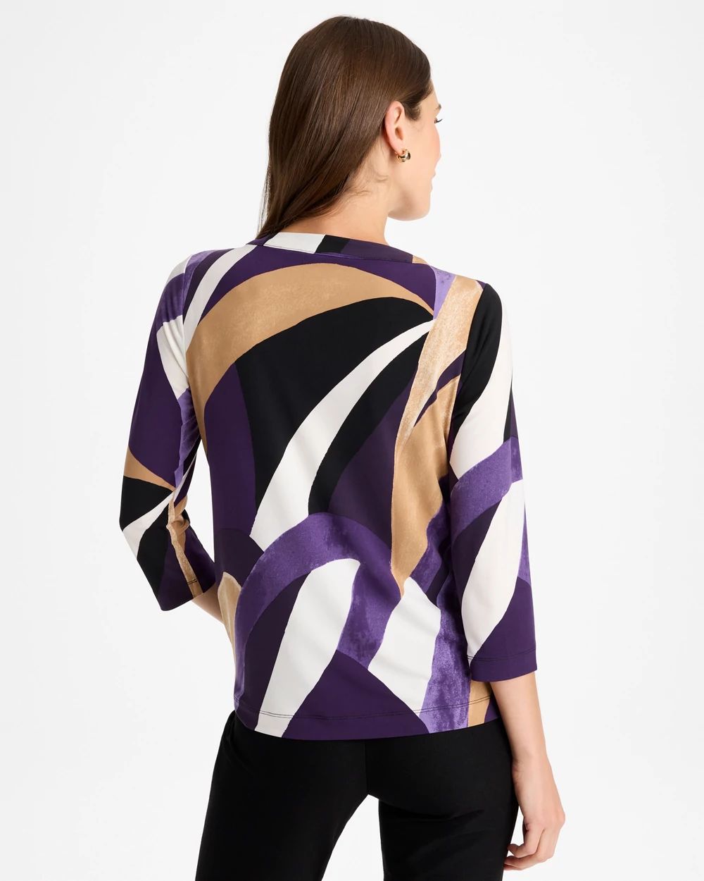 Travelers™ Knit Printed Twist-Front Top click to view larger image.