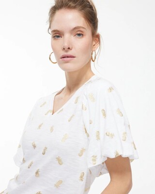 Pineapple Flutter Sleeve Elbow Tee