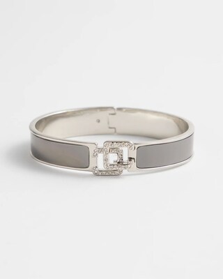Chico's Click Silver Tone Pavé Bangle Bracelet