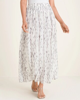 Gathered-Texture Chevron Print Maxi Skirt