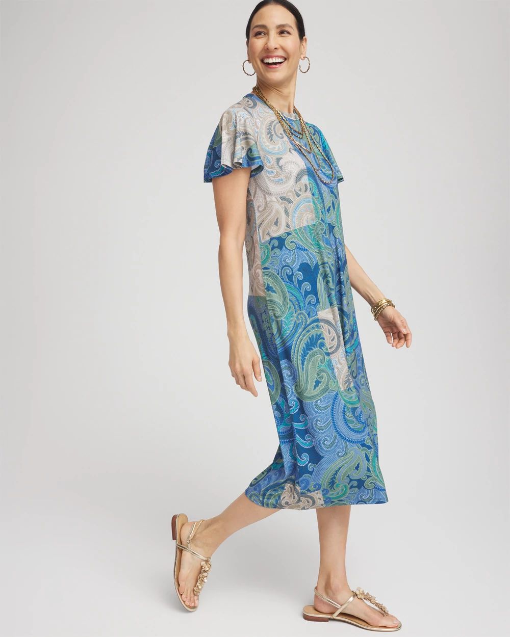 Trapunto Midi Jersey-Knit Dress