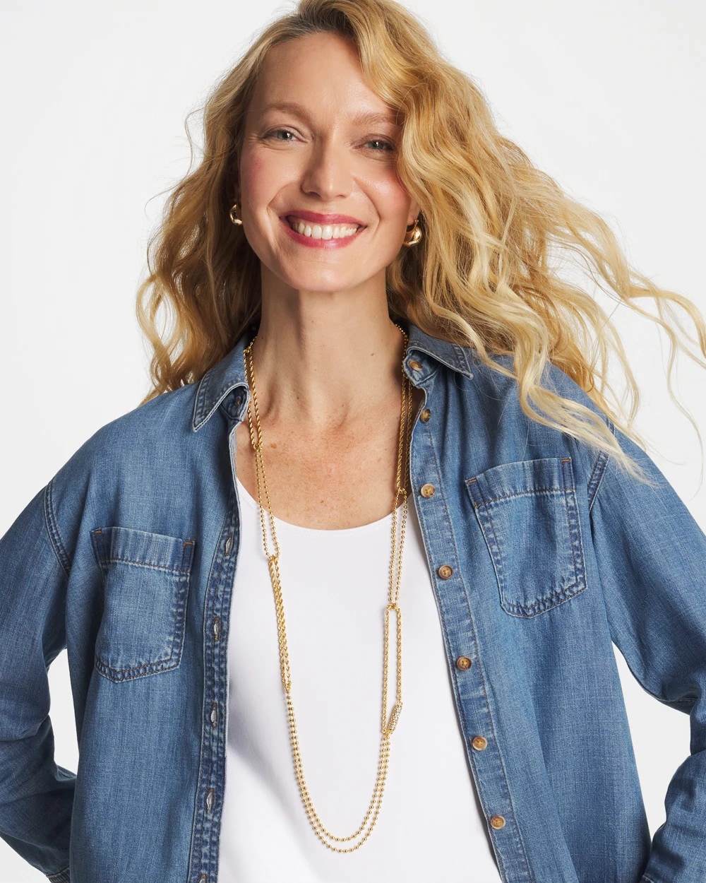 Long Gold Ball Chain Single Strand