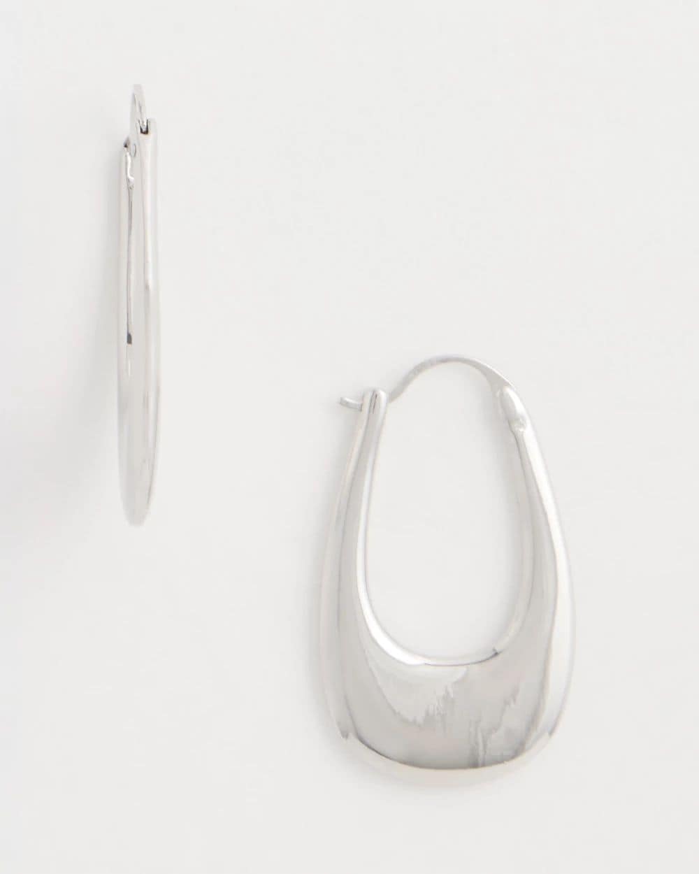 Silvertone Front To Back Hoop Earrings
