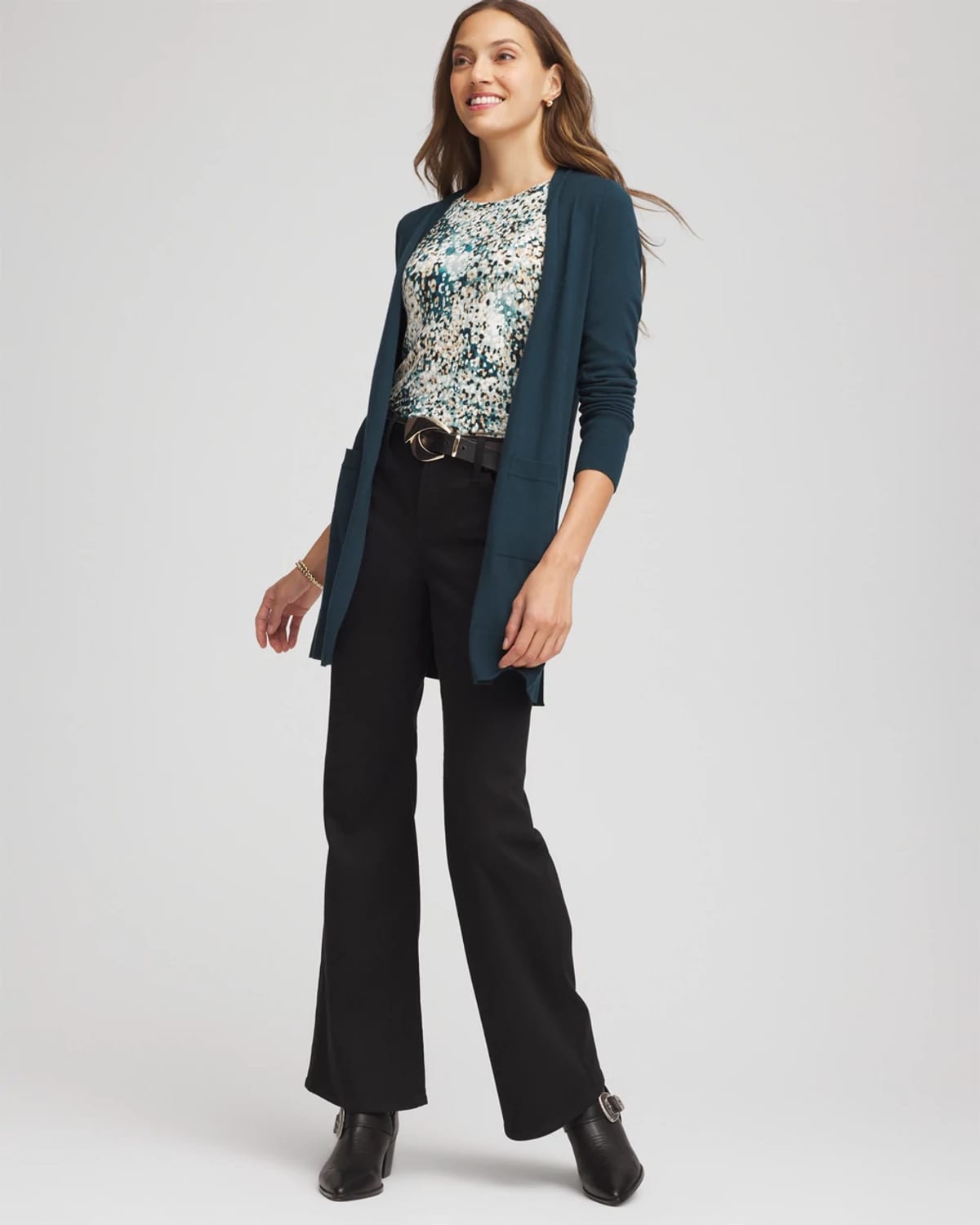 Chico's Touch Of Cool Layering Tee In Teal Shadow In Multi