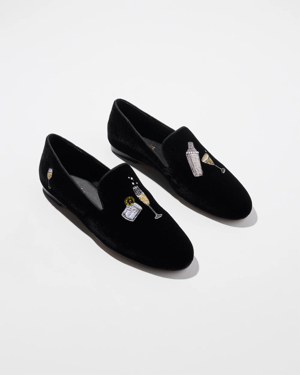 Velvet Embroidered Loafers