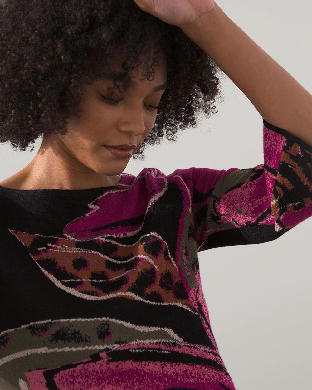 Floral Jacquard Tunic Sweater