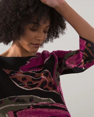 Floral Jacquard Tunic Sweater