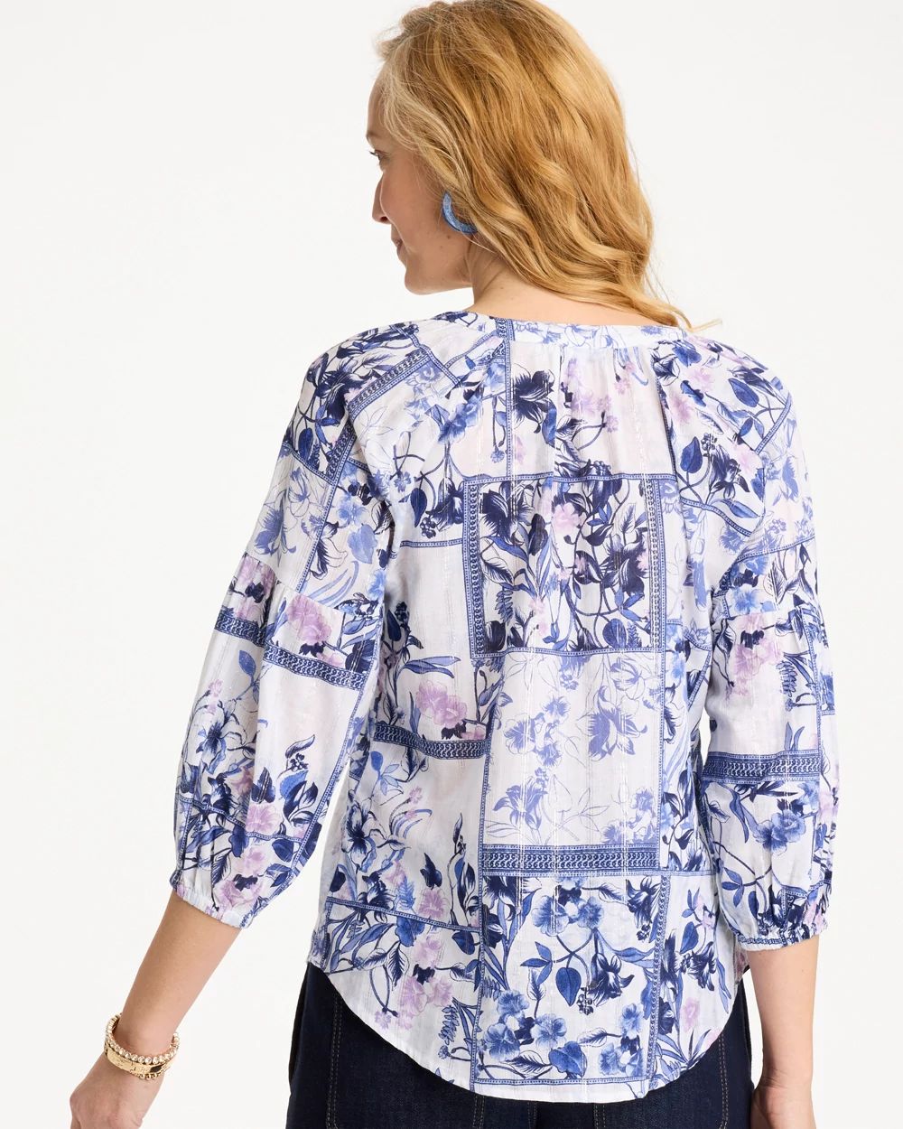 Cotton Printed Billow Sleeve Blouse