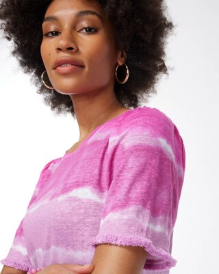 Linen Fringe Sleeve Tie Dye Tee