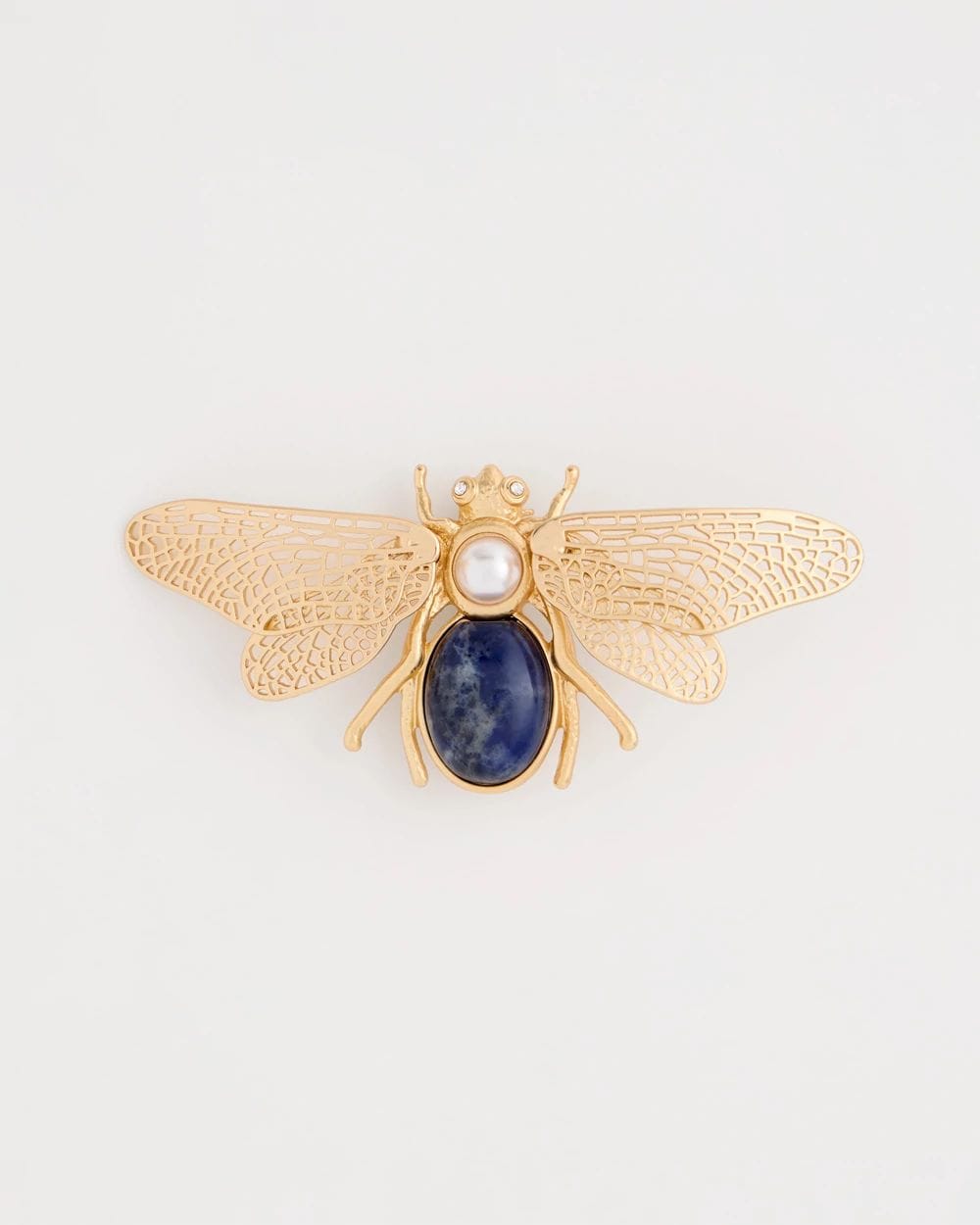 Sodalite Stone Pearl Bee Brooch