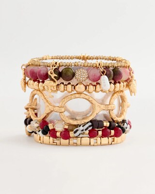 Raspberry Round Stretch Bracelet click to view larger image.