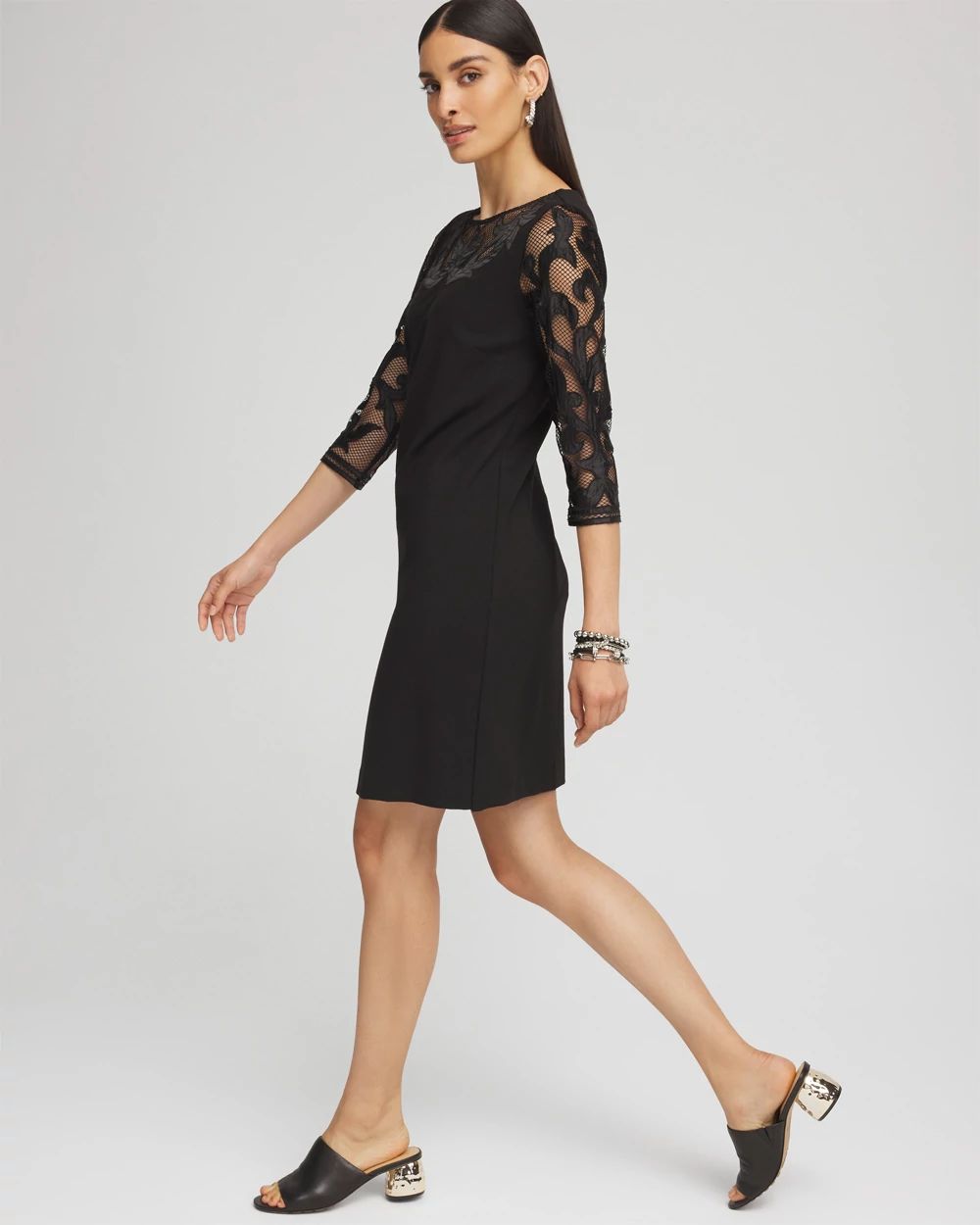 Mesh Floral Ponte Sheath Dress
