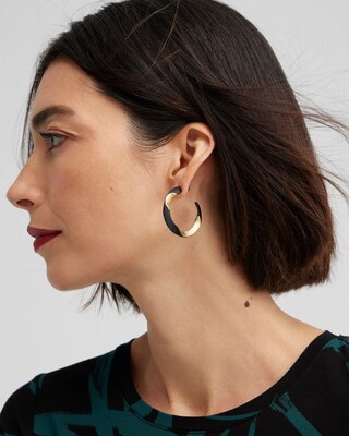 Black & Gold Tone Front to Back Hoops
