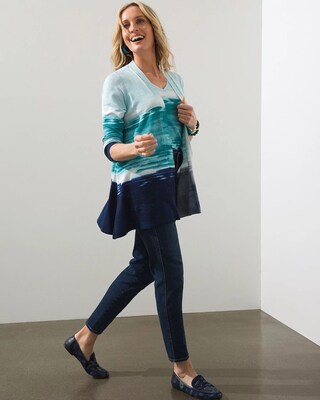 Spun Rayon Ombre Hanky Hem Cardigan