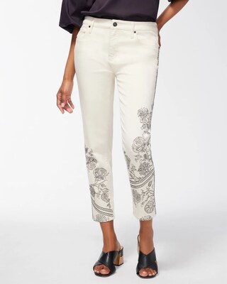 Girlfriend Embroidered Ankle Jeans
