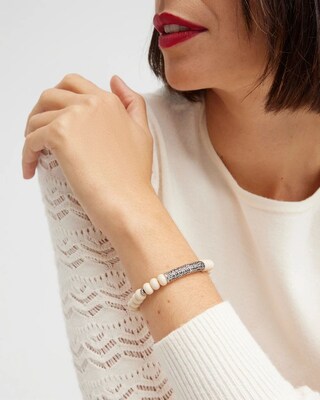 Marble Stone Pavé Bar Stretch Bracelet