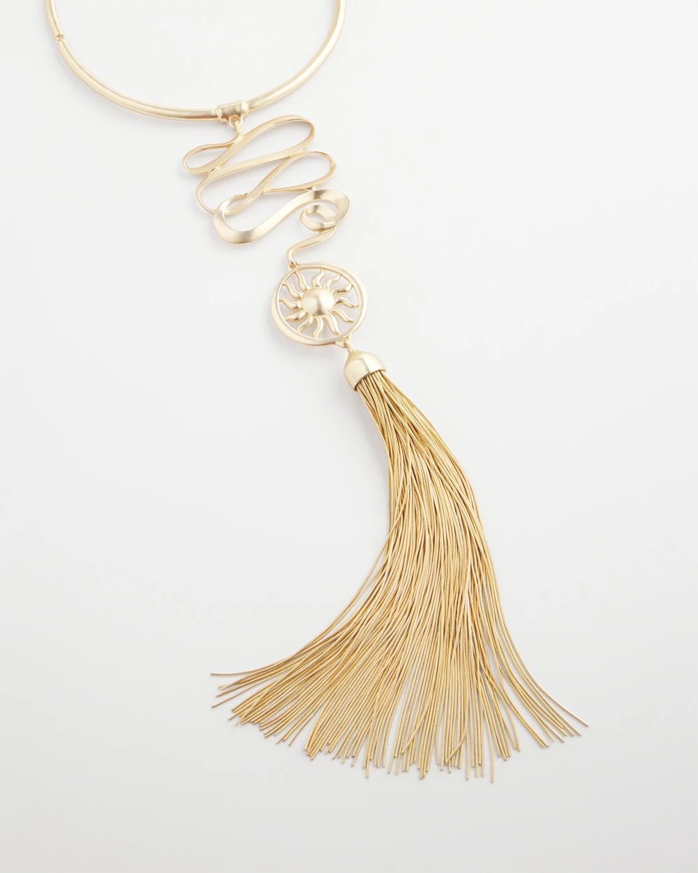 Twisted-Metal Tassel Statement Necklace click to view larger image.