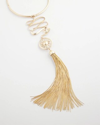 Twisted-Metal Tassel Statement Necklace click to view larger image.