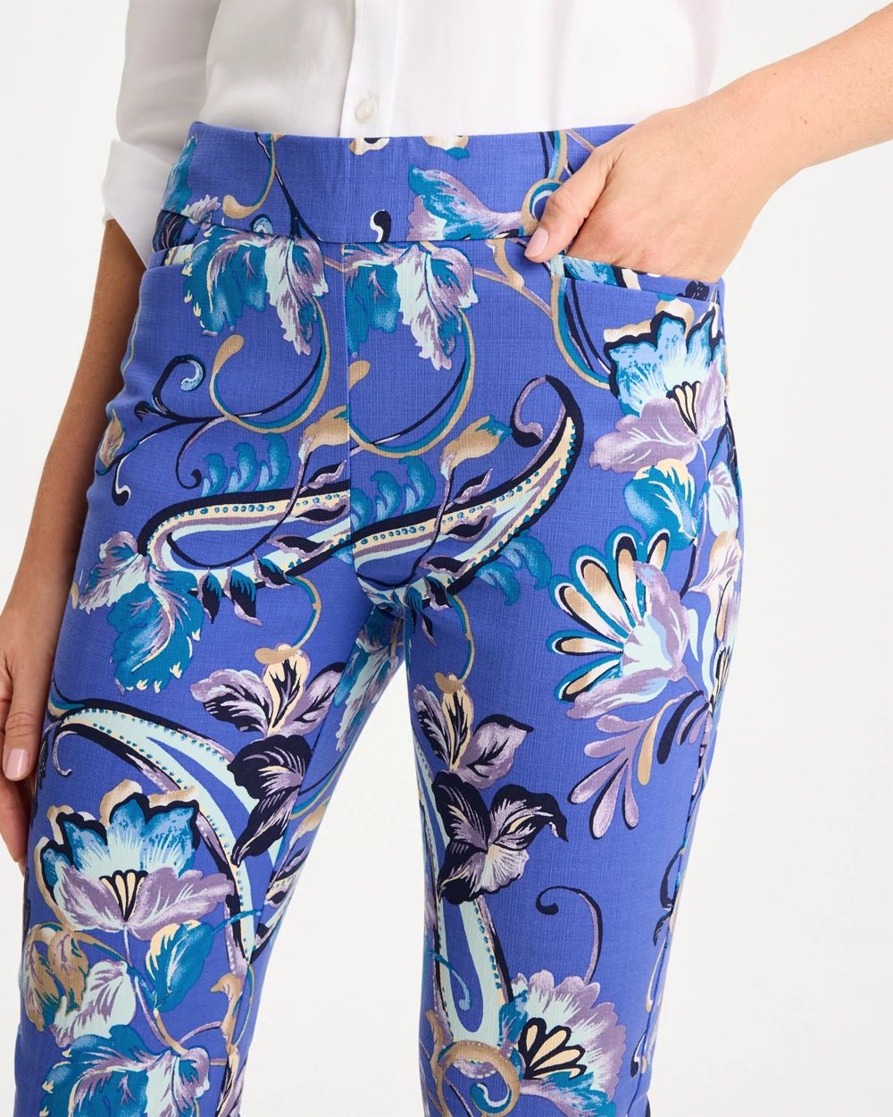Mae Paisley Brigitte™ Slim Pull-On Crop Pant click to view larger image.