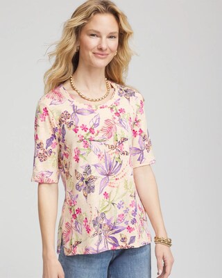 Tropical Floral Elbow-Sleeve Tee