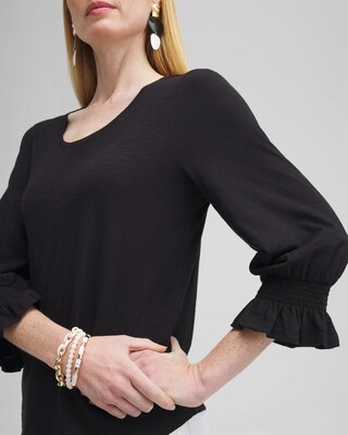 Smocked 3/4 Sleeve Tee