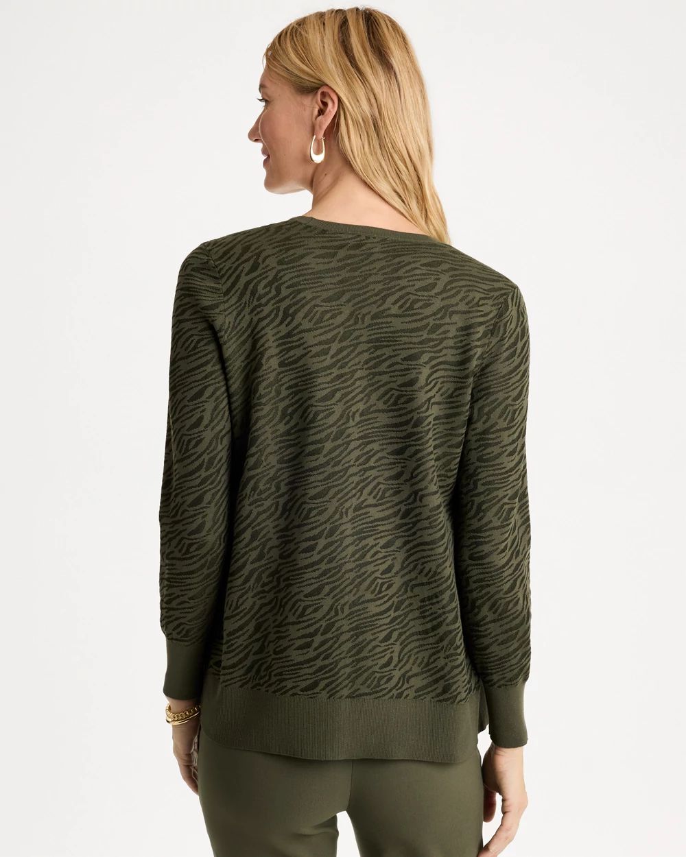 Ella Jacquard Long-Sleeve Cardigan click to view larger image.