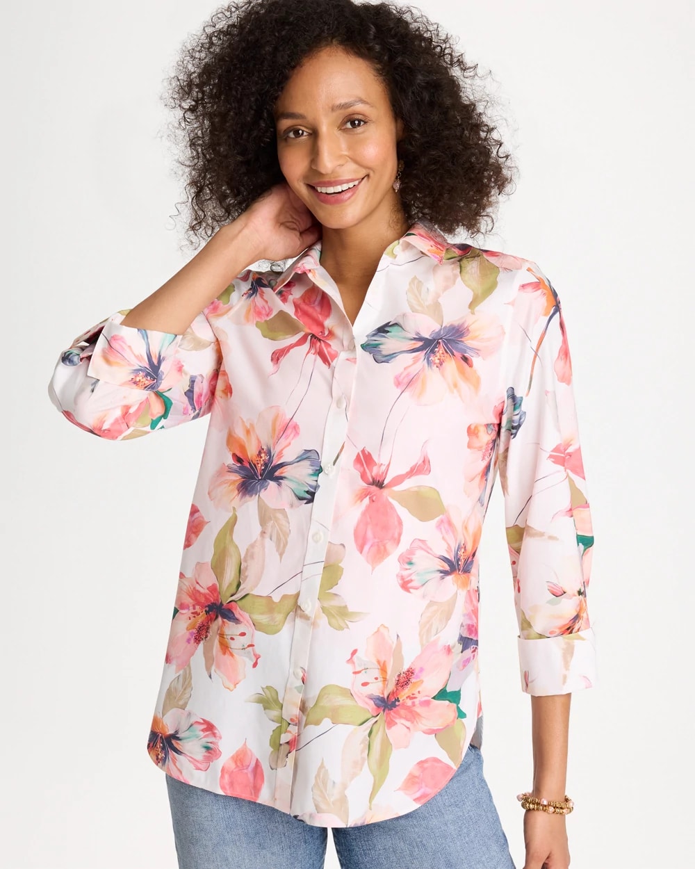 No Iron™ Stretch Croix Collage Shirt, photo 1 of 6